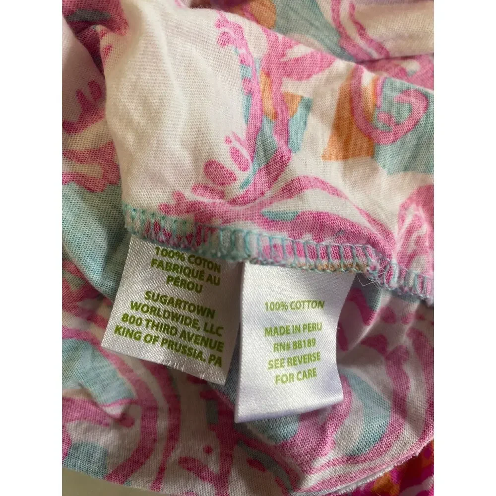 Lilly Pulitzer 100% cotton girl pink multicolor dress sz L 8-10